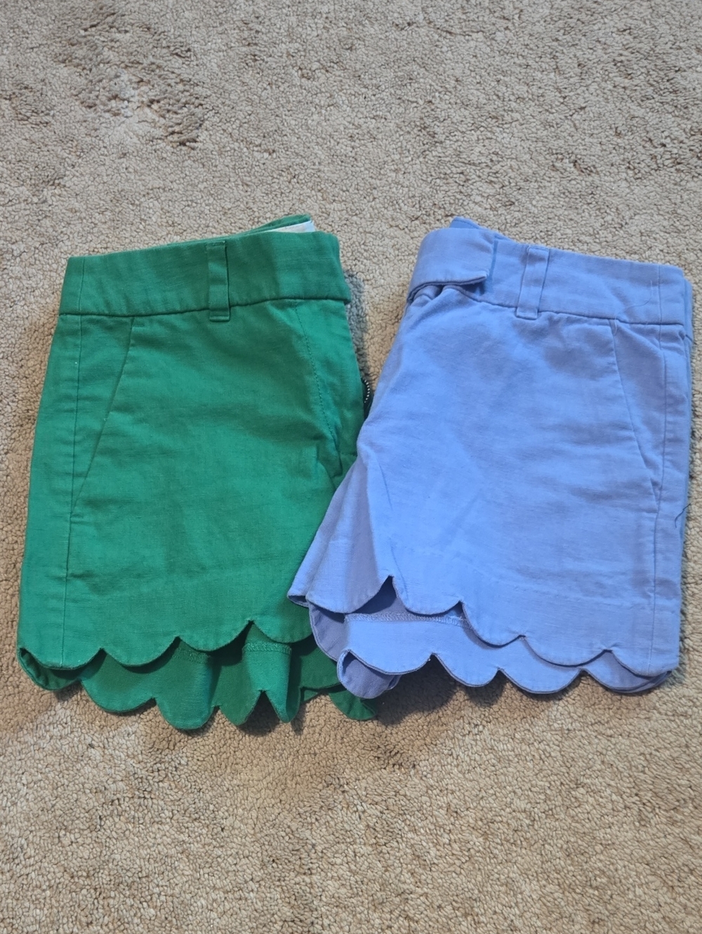 J. Crew Bright Green Casual Shorts with Scalloped Edge